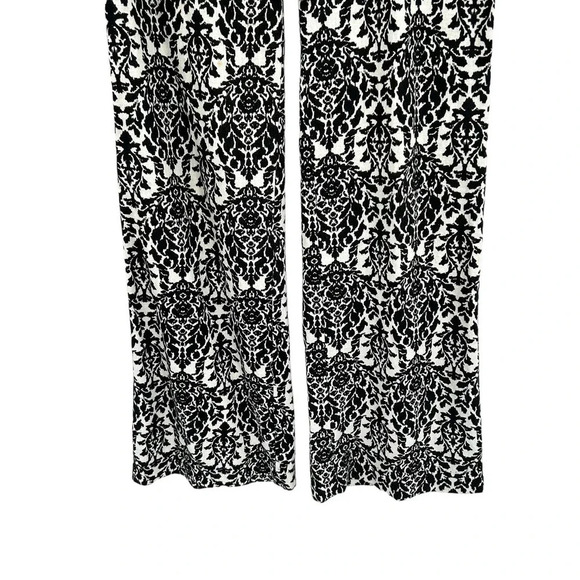 SW3 Bespoke Damask Print Linen Blend Wide Leg Pants Black White Size 6 - Picture 6 of 11